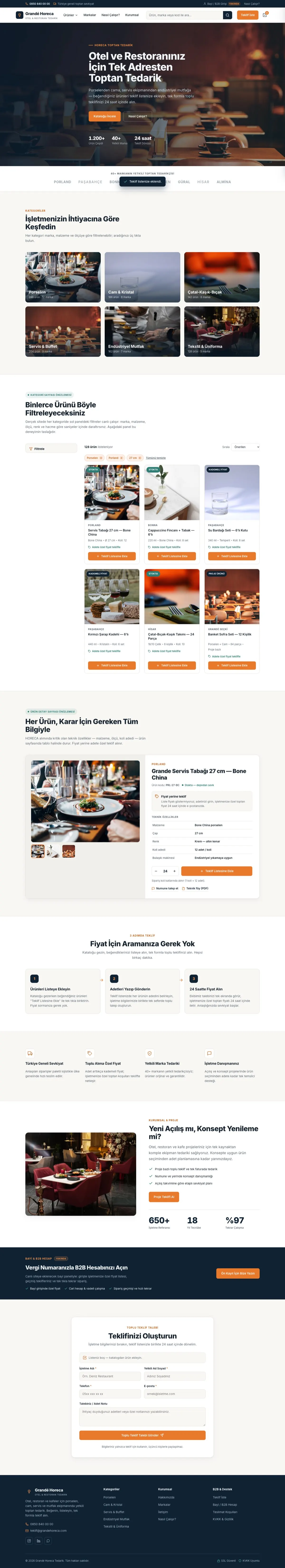 Grandé Horeca bilgisayar görünümü, tam sayfa